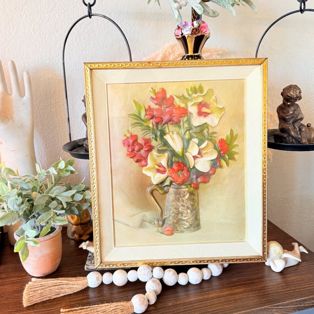 1950's Metalcraft 3D Floral Picture - Picture 4 of 16
